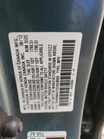 Photo 10 from auction – 2012 HONDA CR-V EXL with VIN 2HKRM4H72CH628069