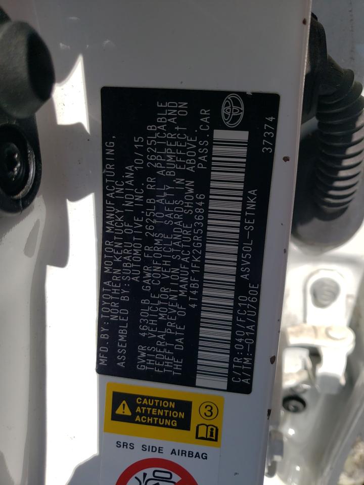 Zdjęcie 10 z aukcji – 2016 TOYOTA CAMRY LE z VIN 4T4BF1FK2GR536846