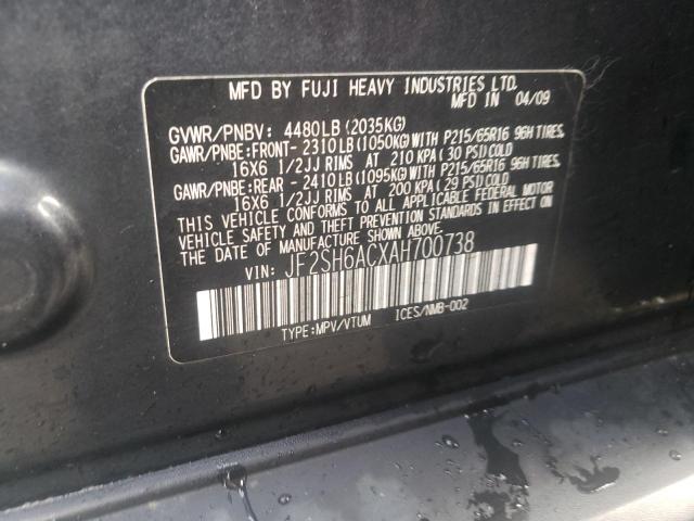 Photo 10 from auction – 2010 SUBARU FORESTER 2 with VIN JF2SH6ACXAH700738