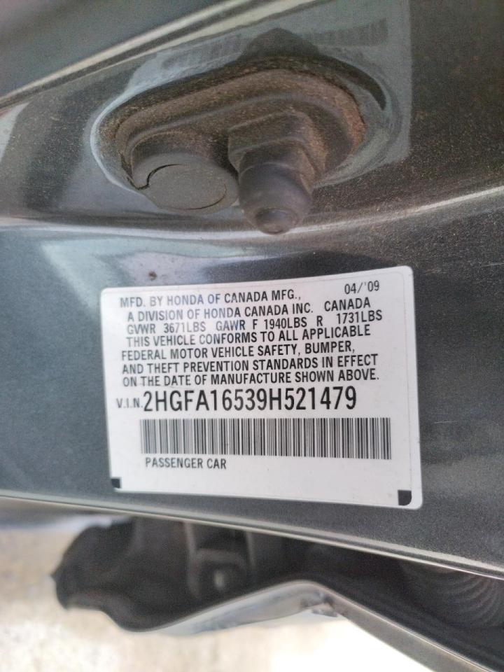 Photo 10 from auction – 2009 HONDA CIVIC with VIN 2HGFA16539H521479