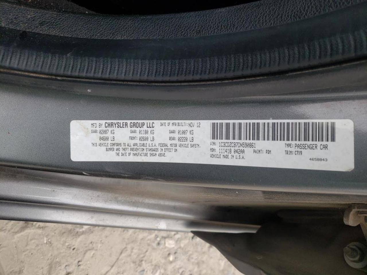 Photo 10 from auction – 2013 DODGE AVENGER SX with VIN 1C3CDZCB7DN590861