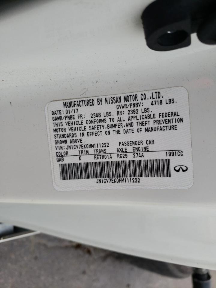 Photo 10 from auction – 2017 INFINITI Q60 BASE with VIN JN1CV7EK0HM111222