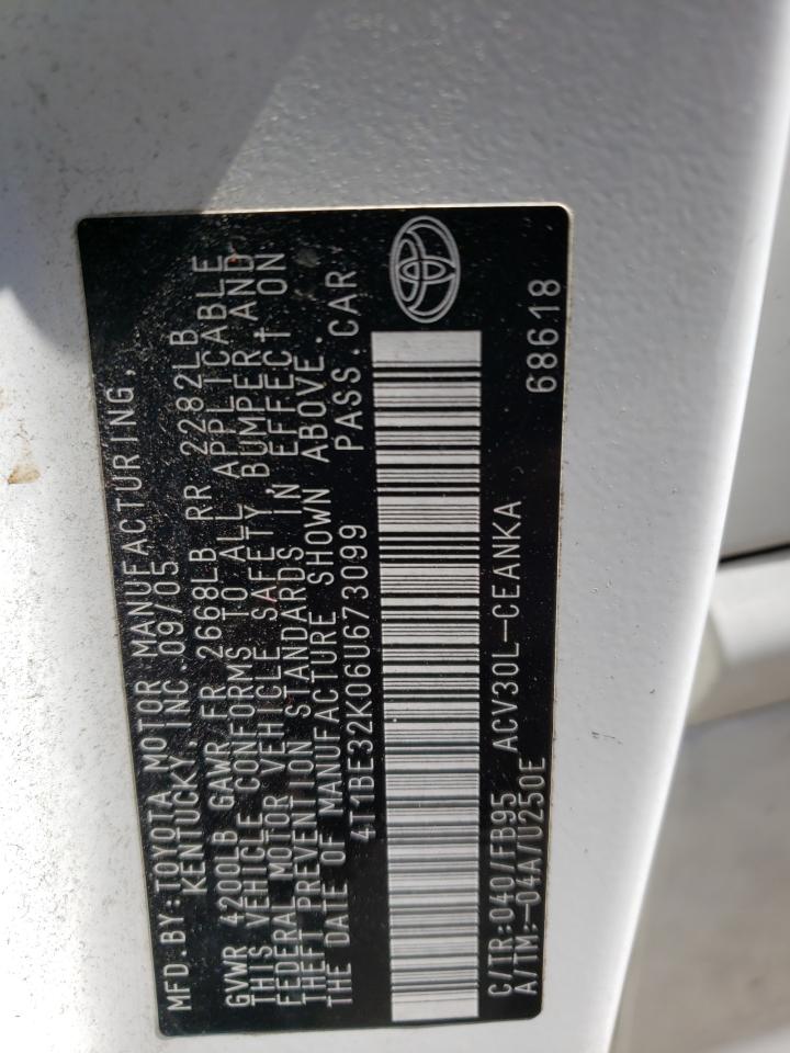 Photo 10 from auction – 2006 TOYOTA CAMRY LE with VIN 4T1BE32K06U673099