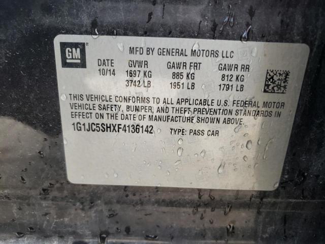 Photo 10 from auction – 2015 CHEVROLET SONIC LT with VIN 1G1JC5SHXF4136142