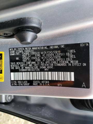 Photo 10 from auction – 2014 TOYOTA HIGHLANDER with VIN 5TDDKRFH8ES027206