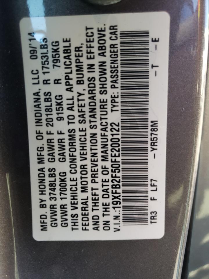 Photo 10 from auction – 2015 HONDA CIVIC LX with VIN 19XFB2F50FE200122