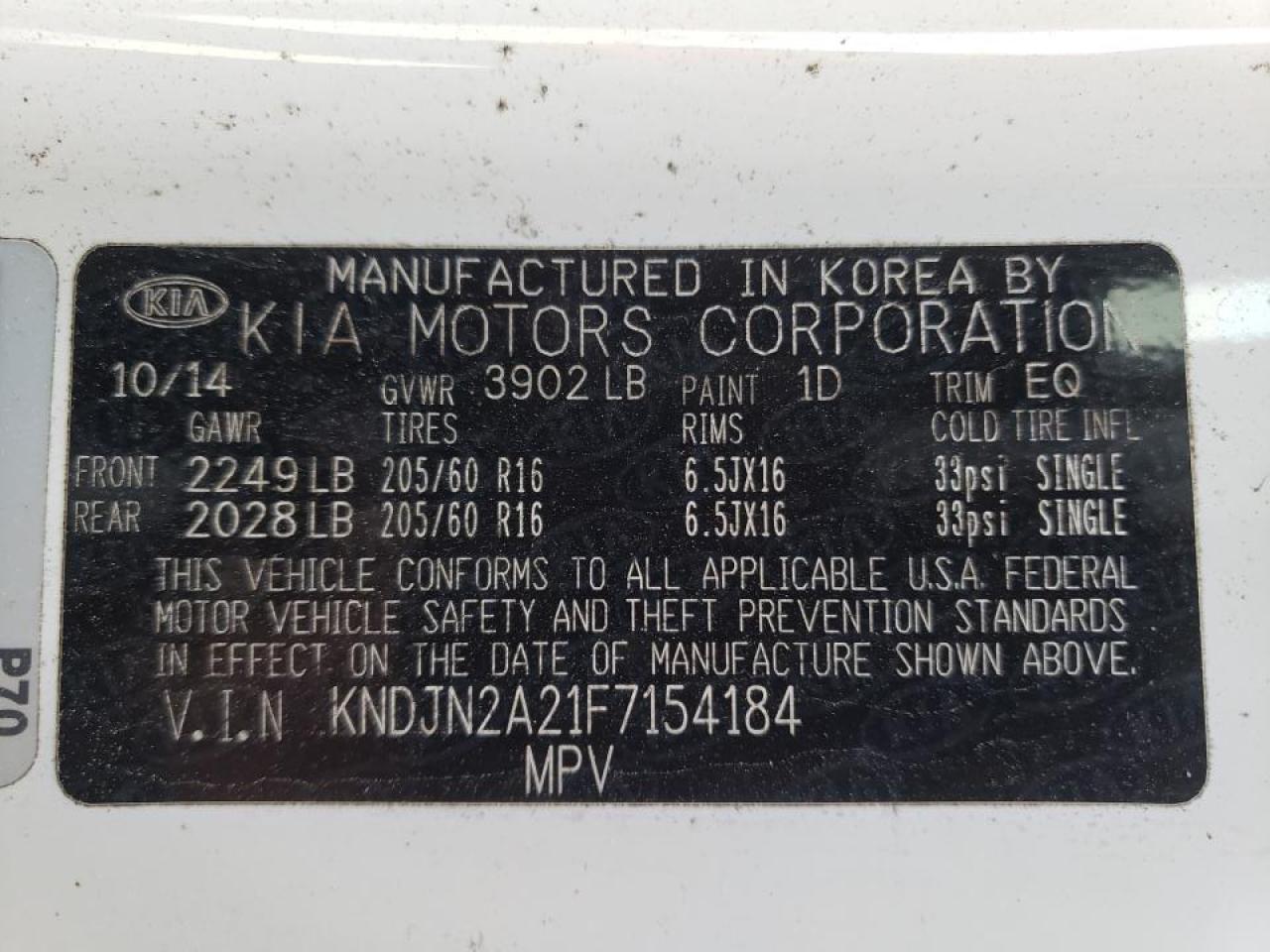 Photo 10 from auction – 2015 KIA SOUL with VIN KNDJN2A21F7154184