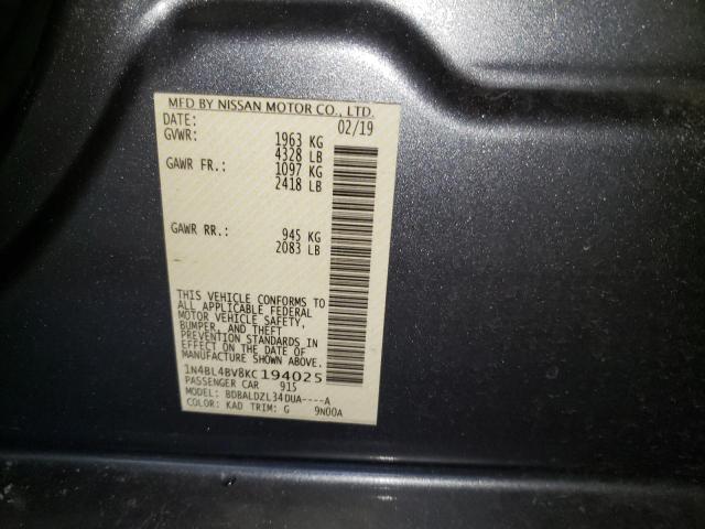 Photo 10 from auction – 2019 NISSAN ALTIMA S with VIN 1N4BL4BV8KC194025