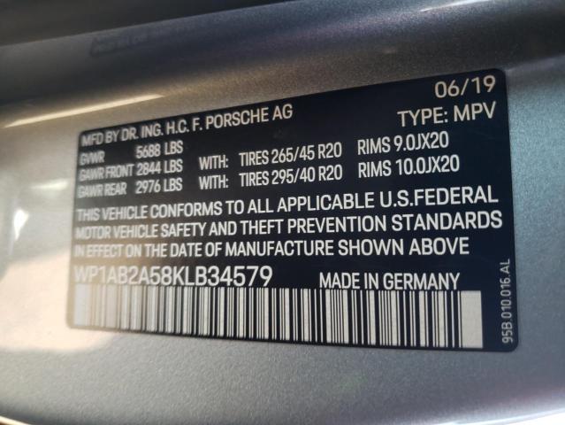 Photo 10 from auction – 2019 PORSCHE MACAN S with VIN WP1AB2A58KLB34579