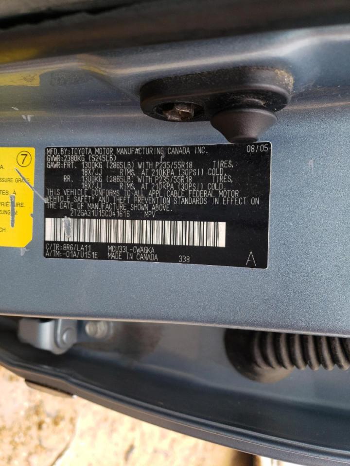 Photo 10 from auction – 2005 LEXUS RX 330 with VIN 2T2GA31U15C041616