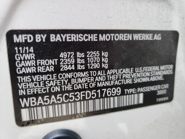 Photo 10 from auction – 2015 BMW 528 I with VIN WBA5A5C53FD517699