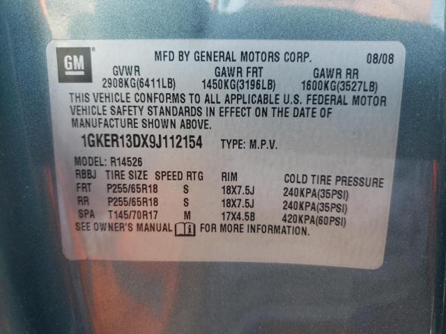 Photo 10 from auction – 2009 GMC ACADIA SLE with VIN 1GKER13DX9J112154