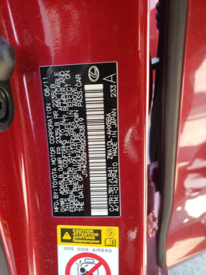 Photo 10 from auction – 2011 LEXUS CT 200 with VIN JTHKD5BH9B2043819