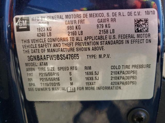 Photo 10 from auction – 2011 CHEVROLET HHR LS with VIN 3GNBAAFW9BS547665