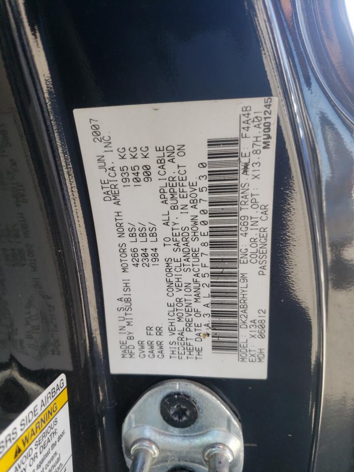 Photo 10 from auction – 2008 MITSUBISHI ECLIPSE SP with VIN 4A3AL25F78E007530