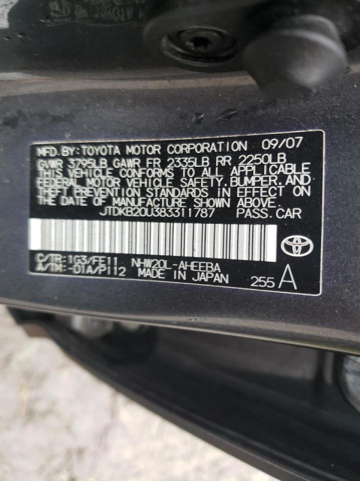 Photo 10 from auction – 2008 TOYOTA PRIUS with VIN JTDKB20U383311787
