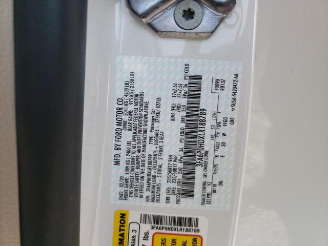 Photo 10 from auction – 2020 FORD FUSION SE with VIN 3FA6P0HDXLR188789