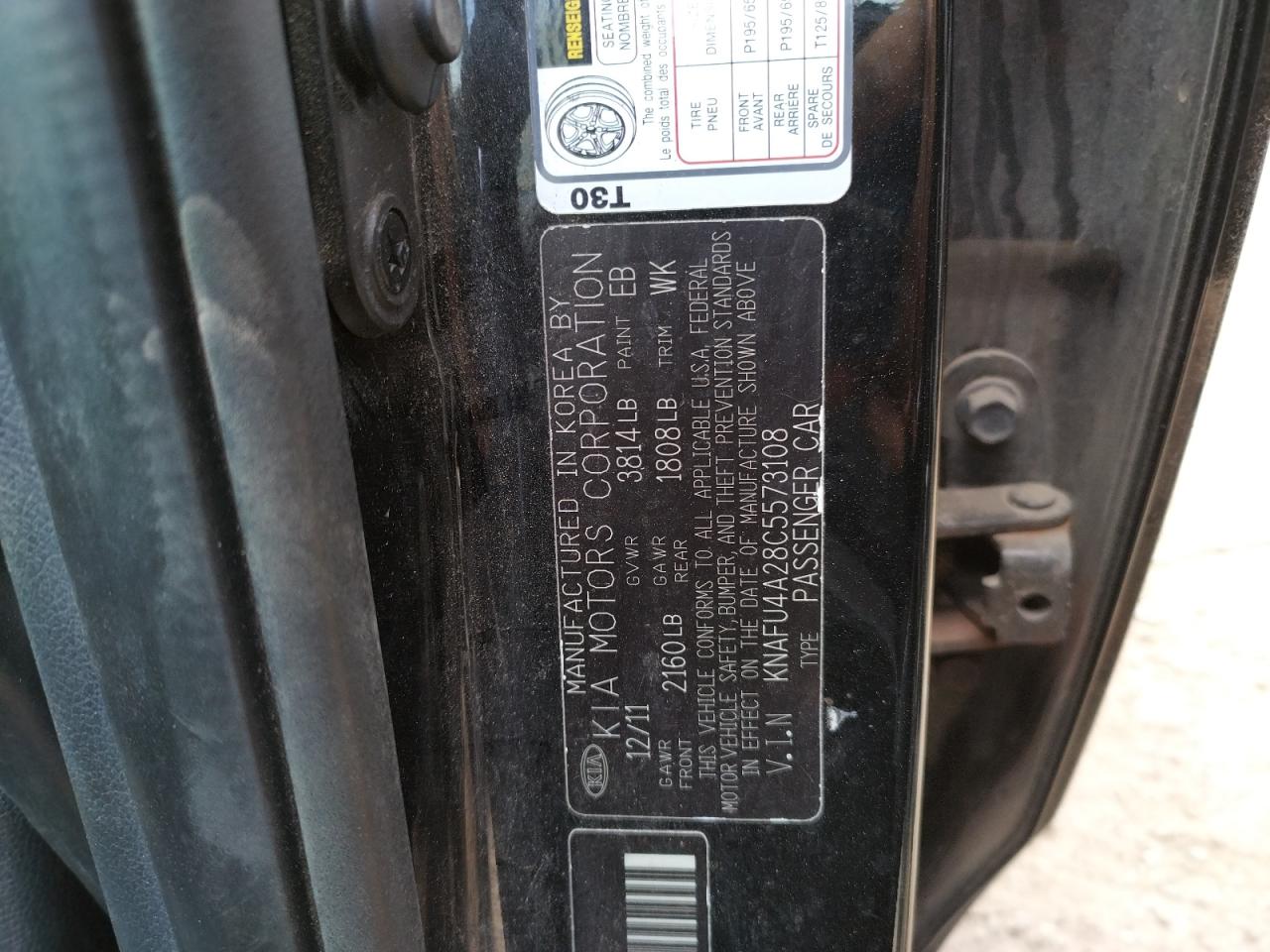 Photo 10 from auction – 2012 KIA FORTE EX with VIN KNAFU4A28C5573108