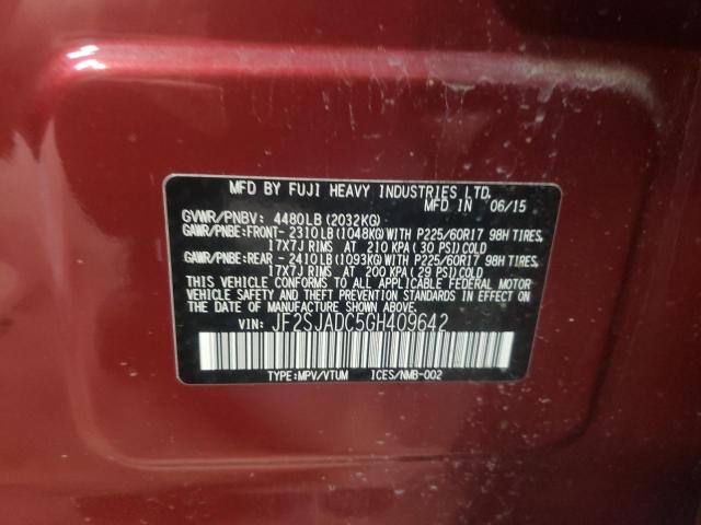 Photo 10 from auction – 2016 SUBARU FORESTER 2 with VIN JF2SJADC5GH409642