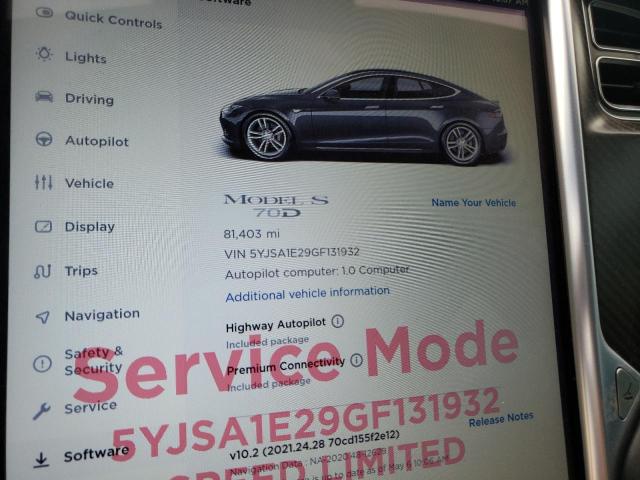 Photo 8 from auction – 2016 TESLA MODEL S with VIN 5YJSA1E29GF131932