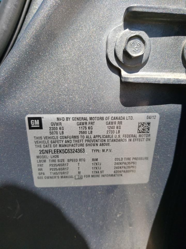 Photo 10 from auction – 2012 CHEVROLET EQUINOX LT with VIN 2GNFLEEK5C6324363