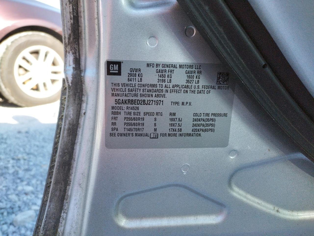 Photo 10 from auction – 2011 BUICK ENCLAVE with VIN 5GAKRBED2BJ271971