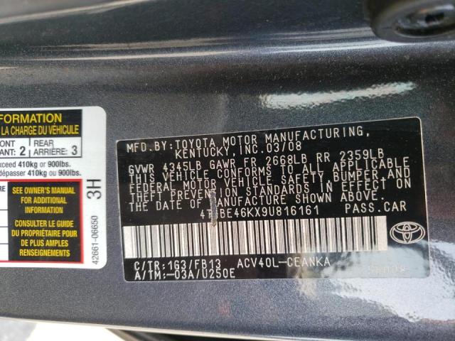 Photo 10 from auction – 2009 TOYOTA CAMRY BASE with VIN 4T1BE46KX9U816161