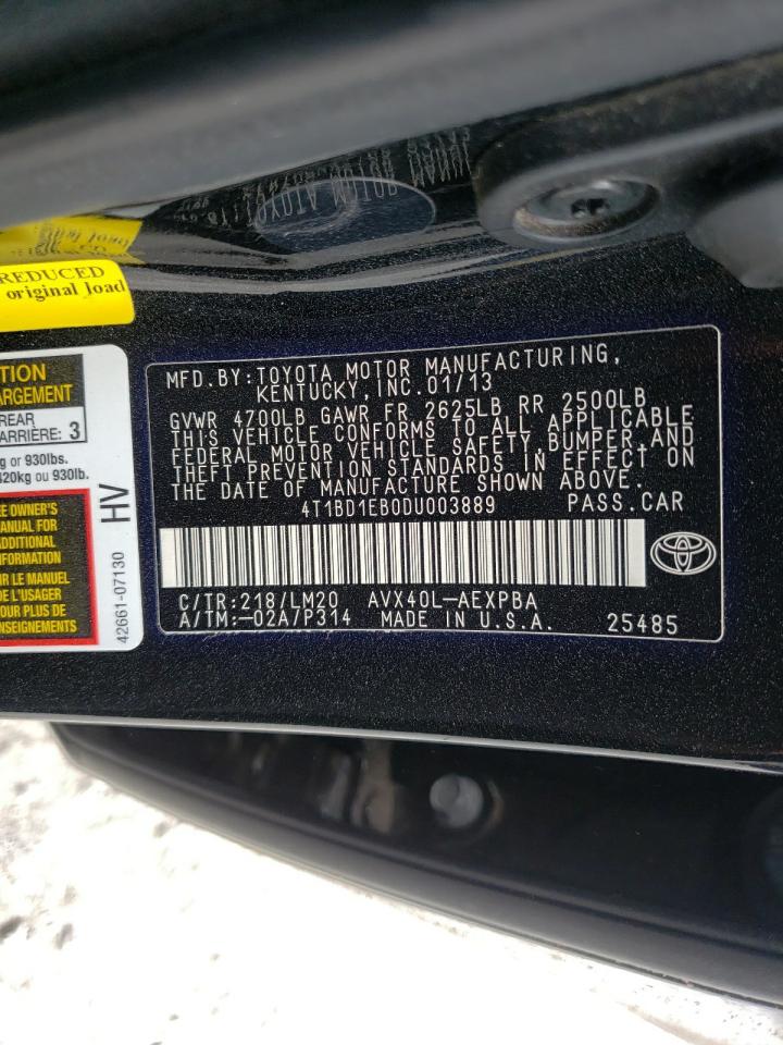 Photo 10 from auction – 2013 TOYOTA AVALON HYB with VIN 4T1BD1EB0DU003889