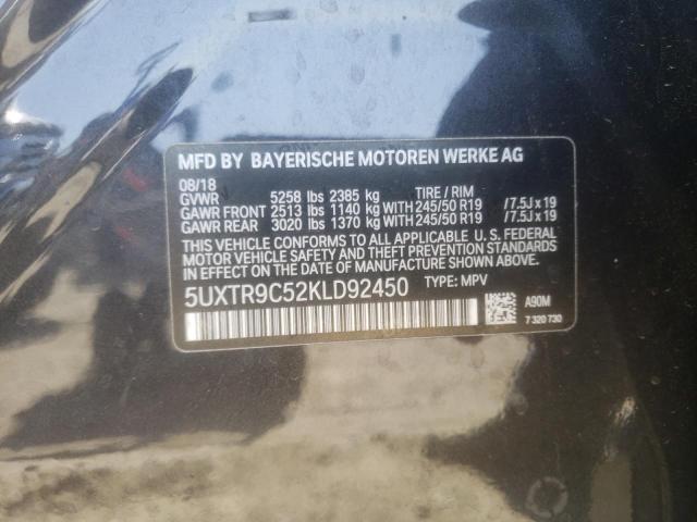 Photo 10 from auction – 2019 BMW X3 XDRIVE3 with VIN 5UXTR9C52KLD92450