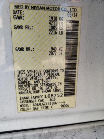 Photo 10 from auction – 2015 NISSAN ALTIMA 2.5 with VIN 1N4AL3APXFC168752