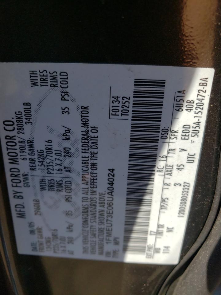 Photo 10 from auction – 2006 FORD EXPLORER with VIN 1FMEU73E06UA04024