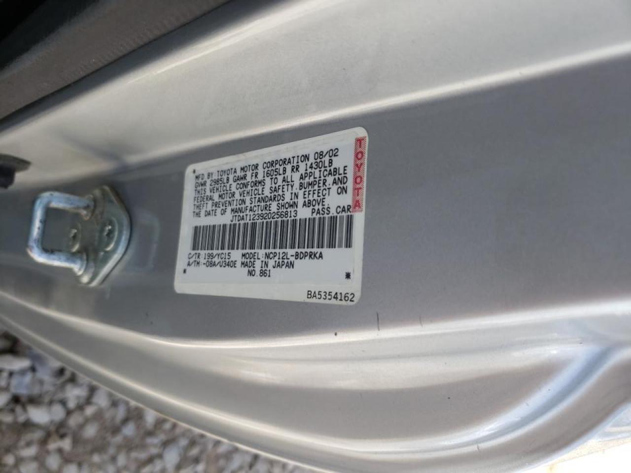 Photo 10 from auction – 2002 TOYOTA ECHO with VIN JTDAT123920256813
