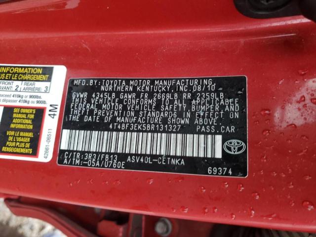 صورة رقم 10 من المزاد - 2011 TOYOTA CAMRY BASE مع VIN 4T4BF3EK5BR131327