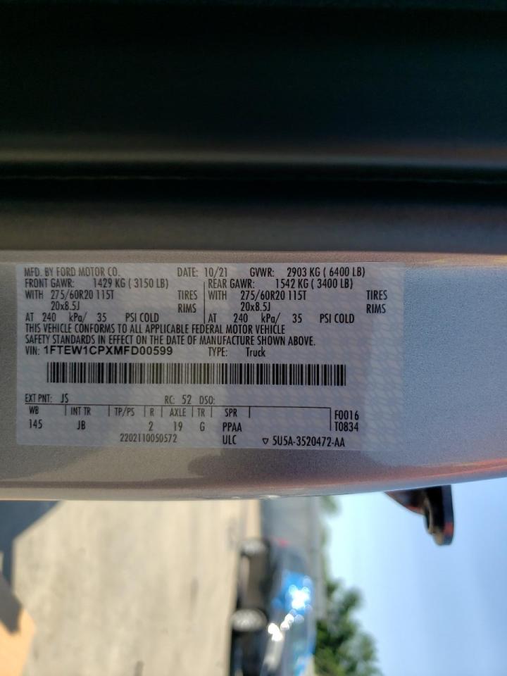 Photo 10 from auction – 2021 FORD F150 SUPER with VIN 1FTEW1CPXMFD00599