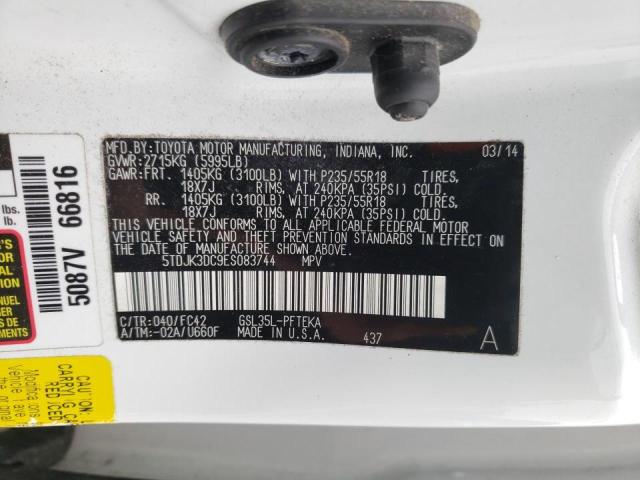 Photo 10 from auction – 2014 TOYOTA SIENNA LE with VIN 5TDJK3DC9ES083744