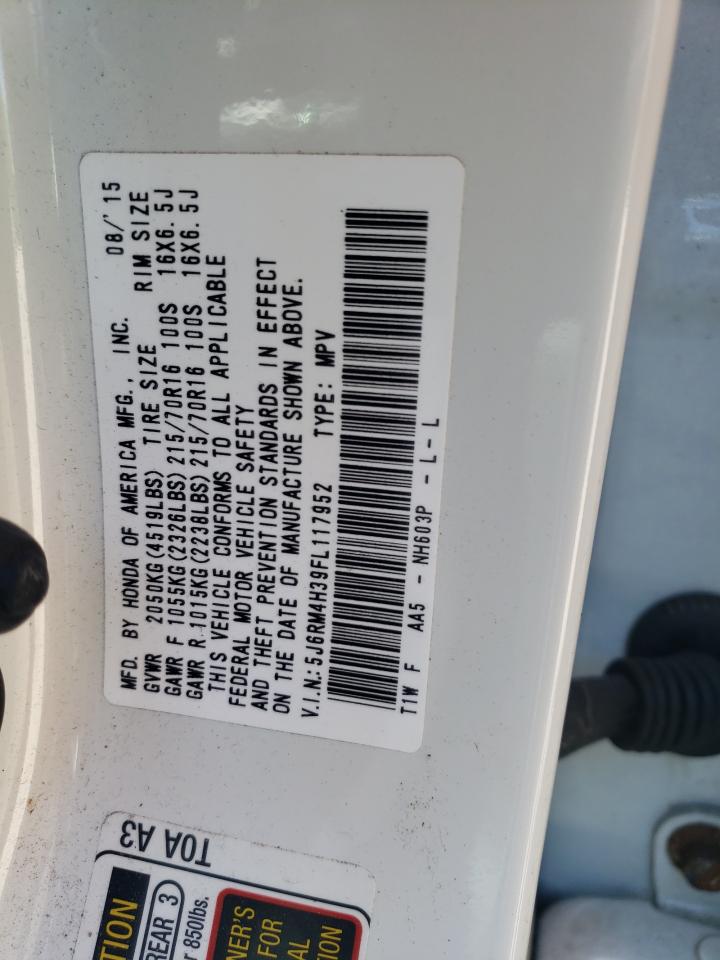 Photo 10 from auction – 2015 HONDA CR-V LX with VIN 5J6RM4H39FL117952