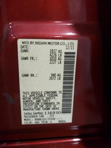 Photo 10 from auction – 2016 NISSAN ALTIMA with VIN 1N4AL3AP0GC136930