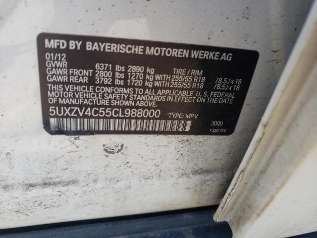 Photo 10 from auction – 2012 BMW X5 XDRIVE3 with VIN 5UXZV4C55CL988000