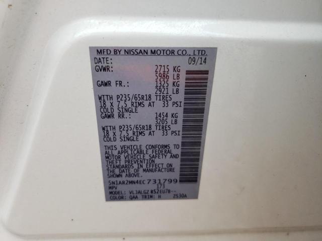 Photo 10 from auction – 2014 NISSAN PATHFINDER with VIN 5N1AR2MN4EC731799
