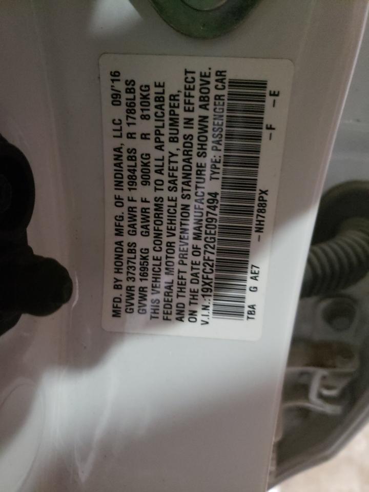Photo 10 from auction – 2016 HONDA CIVIC EX with VIN 19XFC2F72GE097494