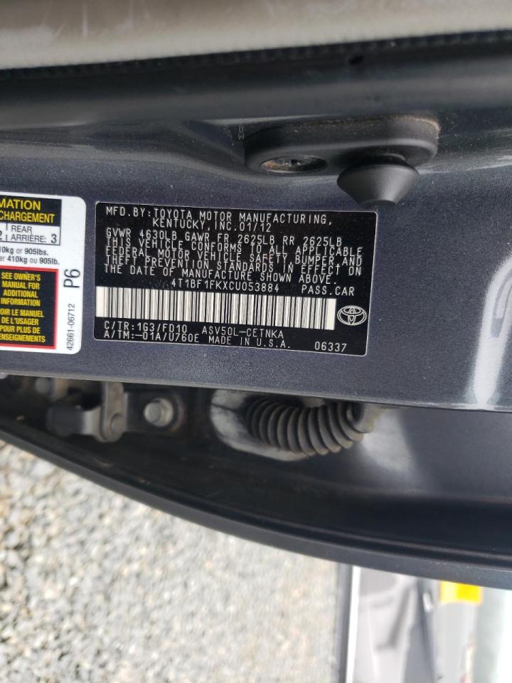 Photo 10 from auction – 2012 TOYOTA CAMRY with VIN 4T1BF1FKXCU053884