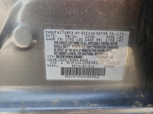 Photo 10 from auction – 2017 NISSAN VERSA S with VIN 3N1CN7AP6HL805862
