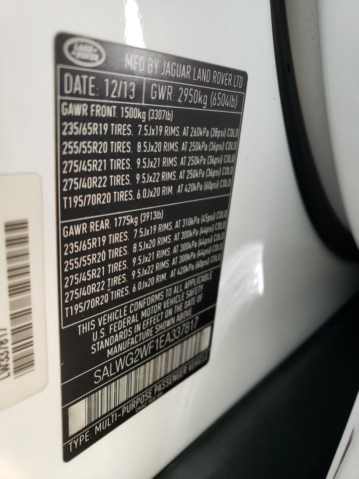 Photo 10 from auction – 2014 LAND ROVER RANGE ROVE with VIN SALWG2WF1EA337817