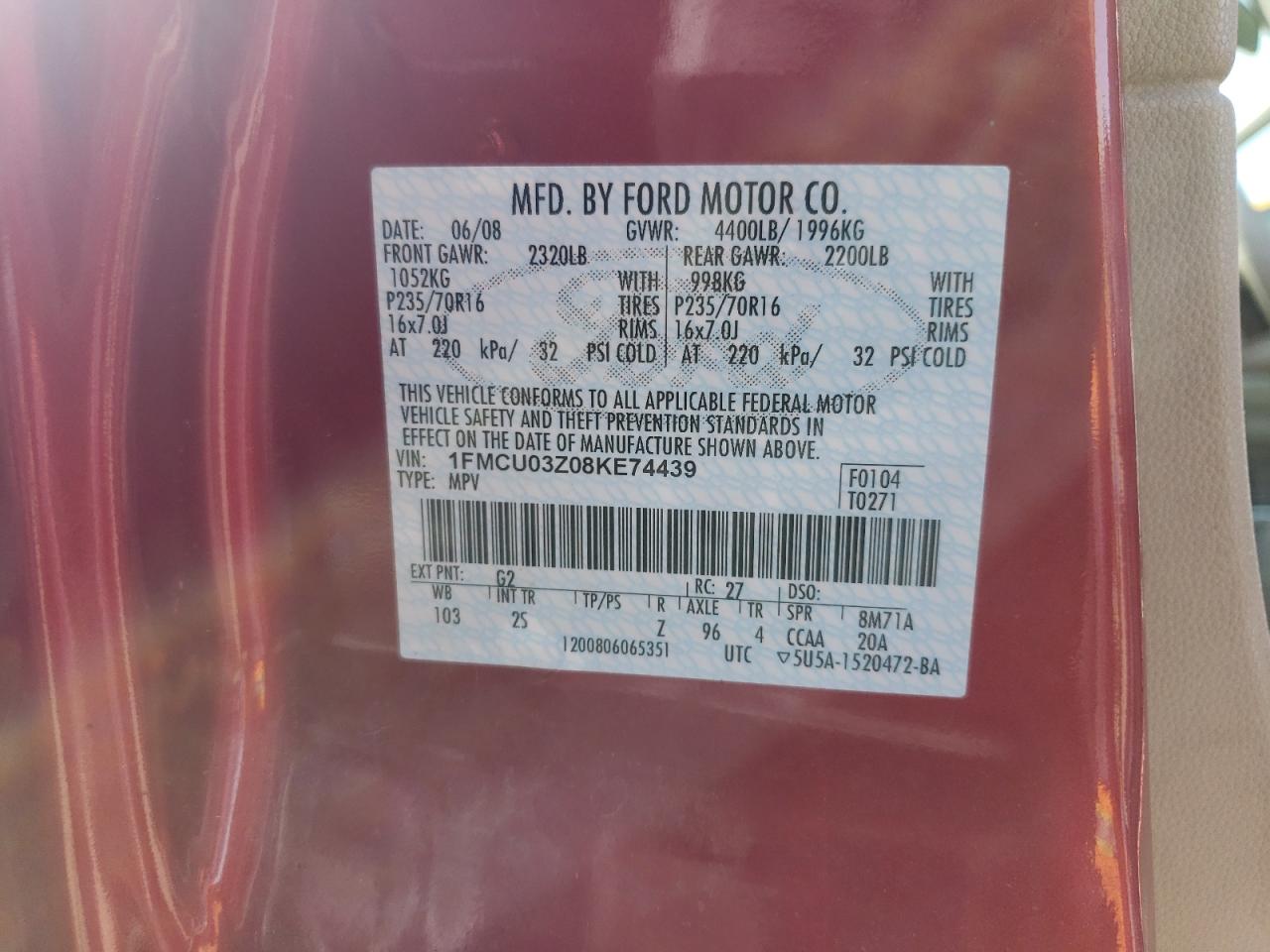 Photo 10 from auction – 2008 FORD ESCAPE XLT with VIN 1FMCU03Z08KE74439