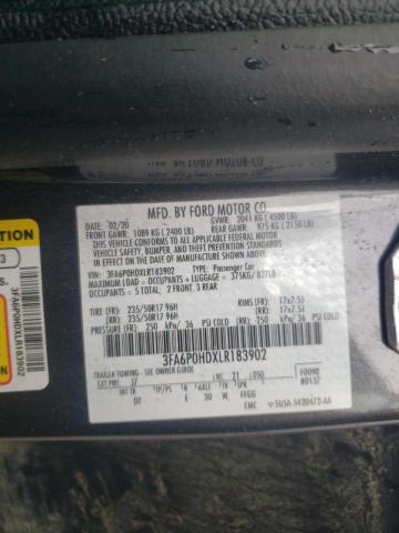 Photo 10 from auction – 2020 FORD FUSION SE with VIN 3FA6P0HDXLR183902
