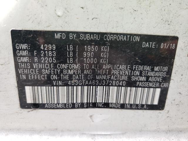 Photo 10 from auction – 2018 SUBARU IMPREZA with VIN 4S3GTAA63J3728040