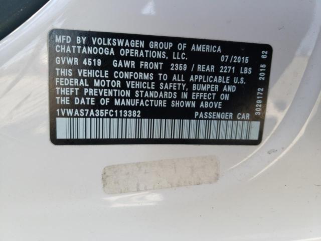 Photo 10 from auction – 2015 VOLKSWAGEN PASSAT S with VIN 1VWAS7A35FC113382