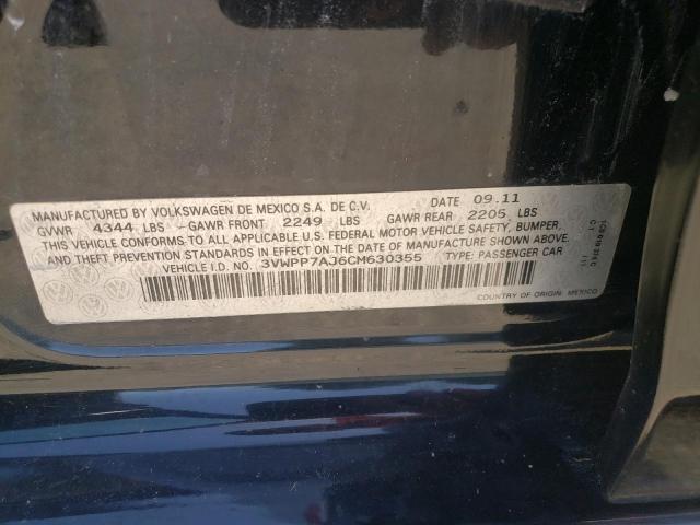 Photo 10 from auction – 2012 VOLKSWAGEN JETTA S with VIN 3VWPP7AJ6CM630355
