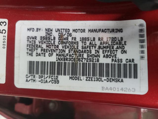 Photo 10 from auction – 2006 TOYOTA COROLLA CE with VIN 1NXBR30E06Z725218