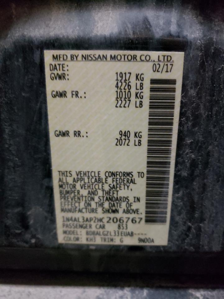 Photo 10 from auction – 2017 NISSAN ALTIMA 2.5 with VIN 1N4AL3AP2HC206767